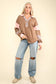 Mocha Color Block Oversized Casual Knit Top