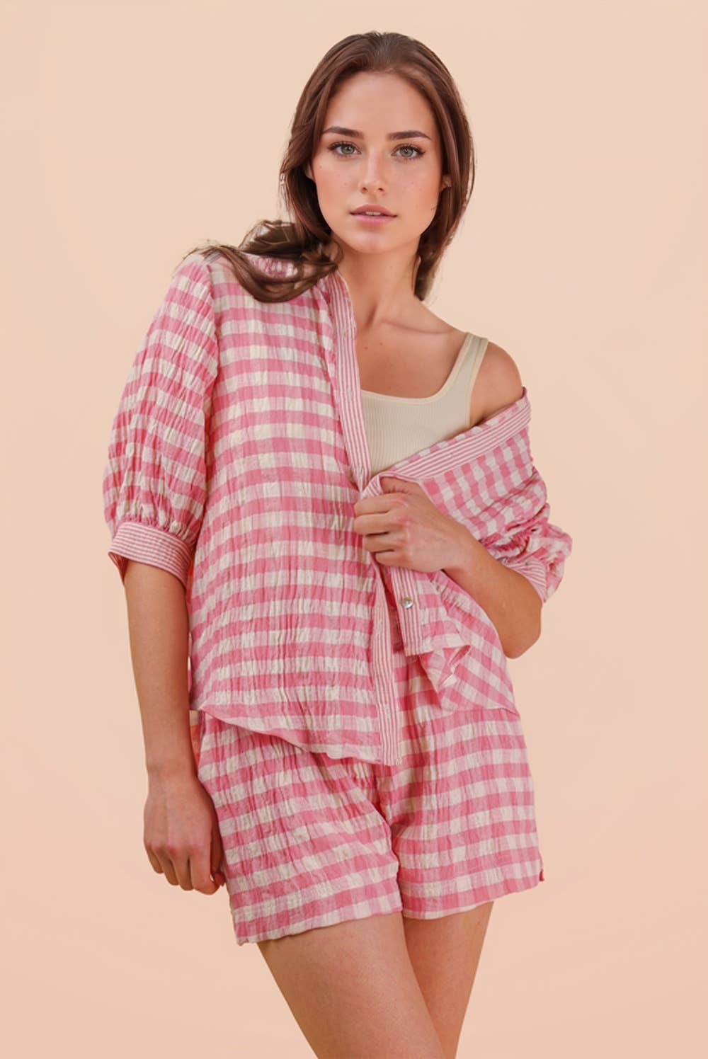 Gingham Shorts Set