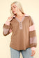 Mocha Color Block Oversized Casual Knit Top