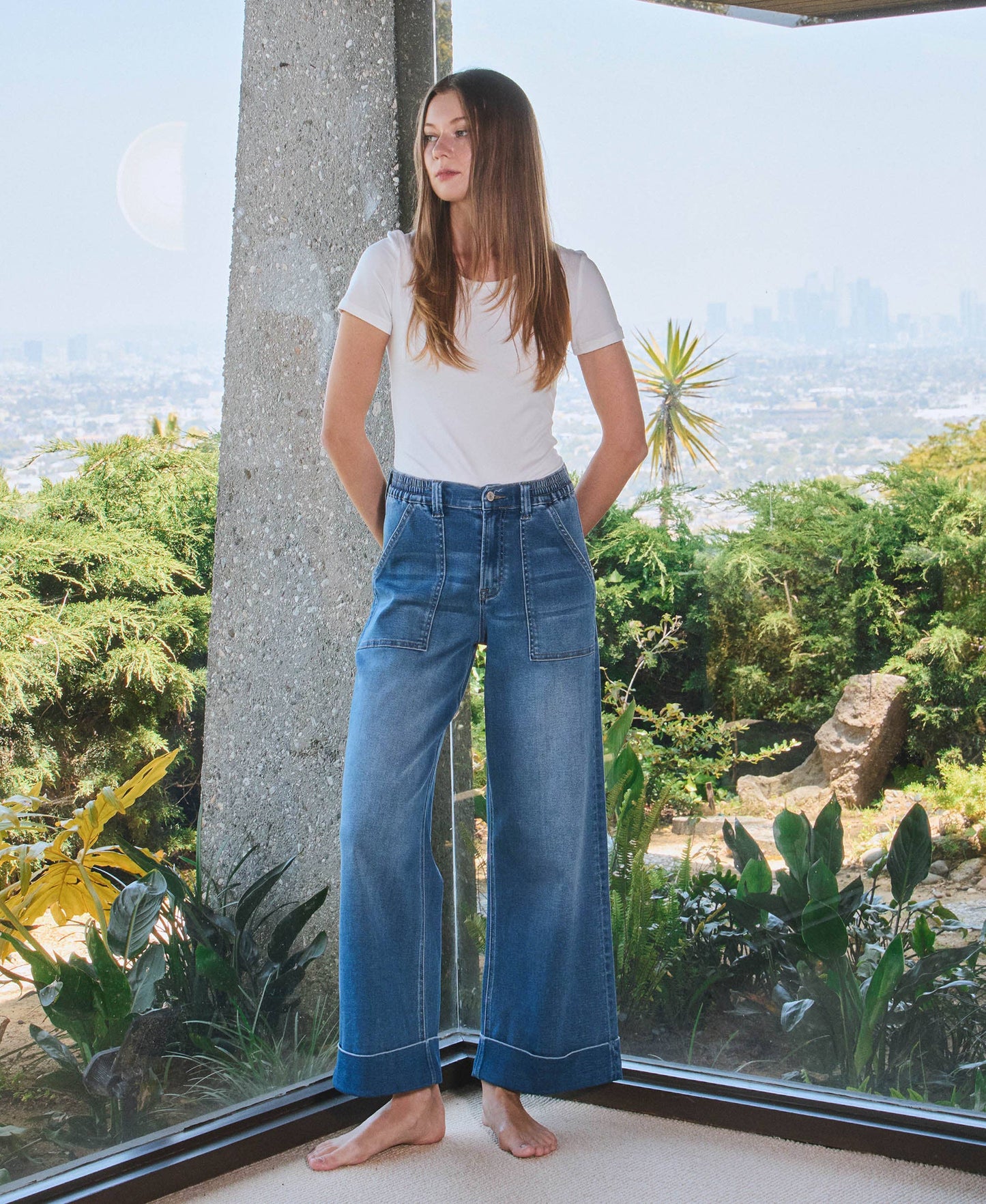 High Rise Double Cuffed Jeans