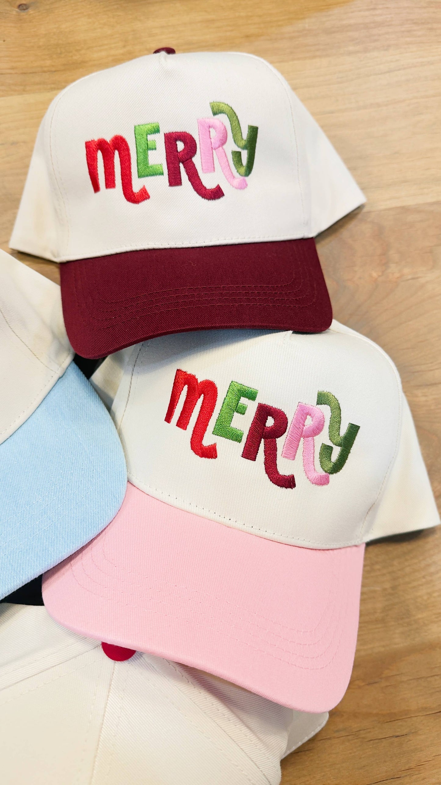 MERRY Christmas Hat : Burgundy + beige