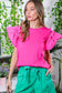 Pink Short Ruffle Sleeve Top