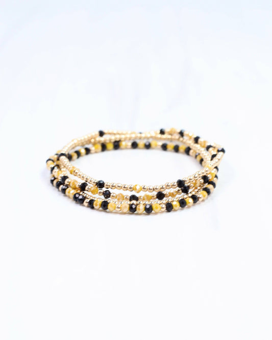 Lottie Beaded Bracelet Set Black Gold