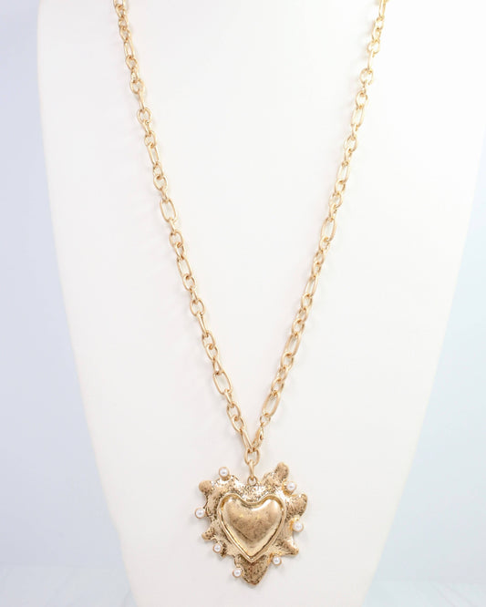 Raina Long Pendant Necklace Worn Gold