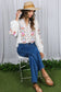 White Embroidered Long Puff Blouse