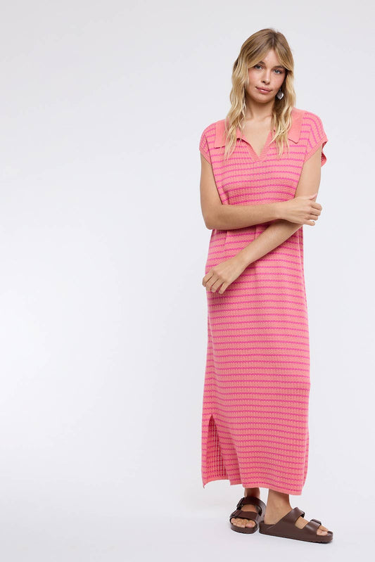 Coral Stripe Knit Dress