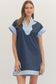 Navy Scallop Detail Mini Dress