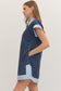 Navy Scallop Detail Mini Dress