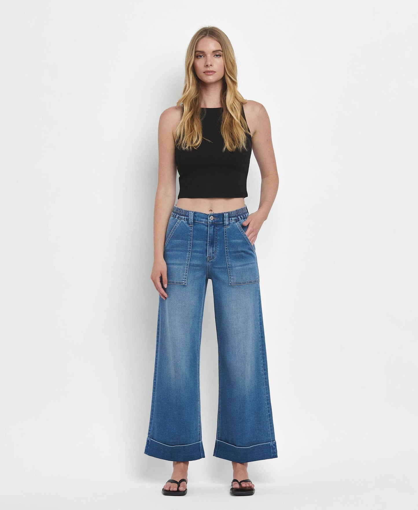 High Rise Double Cuffed Jeans