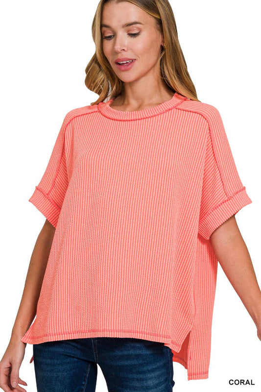 Basic Corded Top: Coral