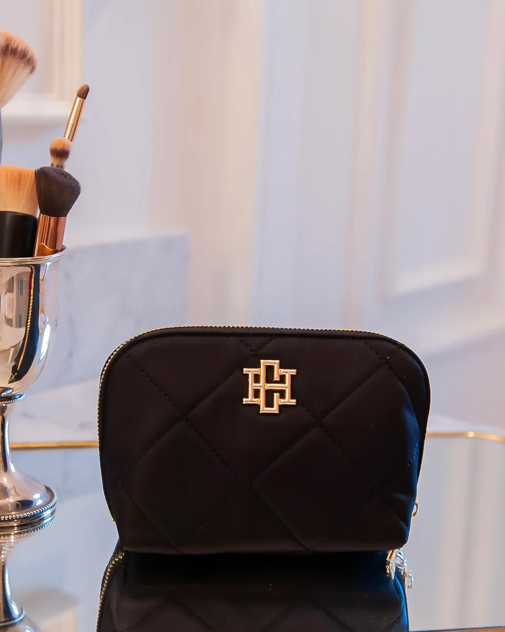 Black Nylon Small Makeup Pouch