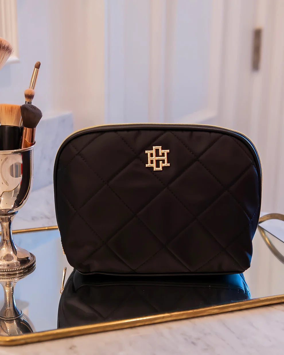 Black Nylon Makeup Pouch Large