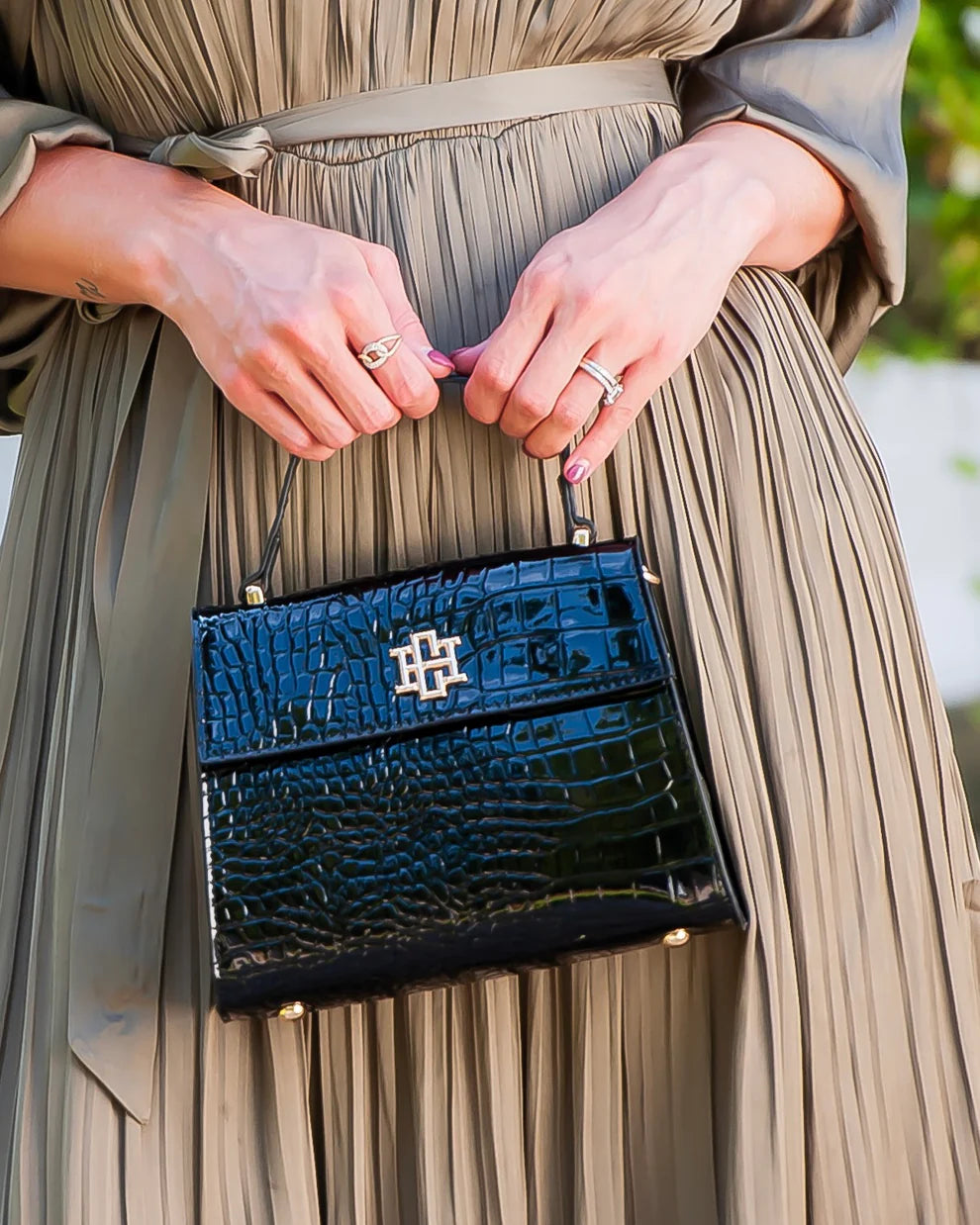 Viv Black Patent Handbag